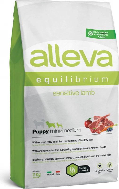 ALLEVA Equilibrium Sensitive, Puppy Mini/Medium, Met Lam 1 ALLEVA Equilibrium Sensitive, Puppy Mini/Medium, Met Lam
