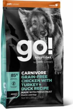 PETCUREAN GO! Dog Fit Grain Free, Met Kalkoen, Eend En Kip