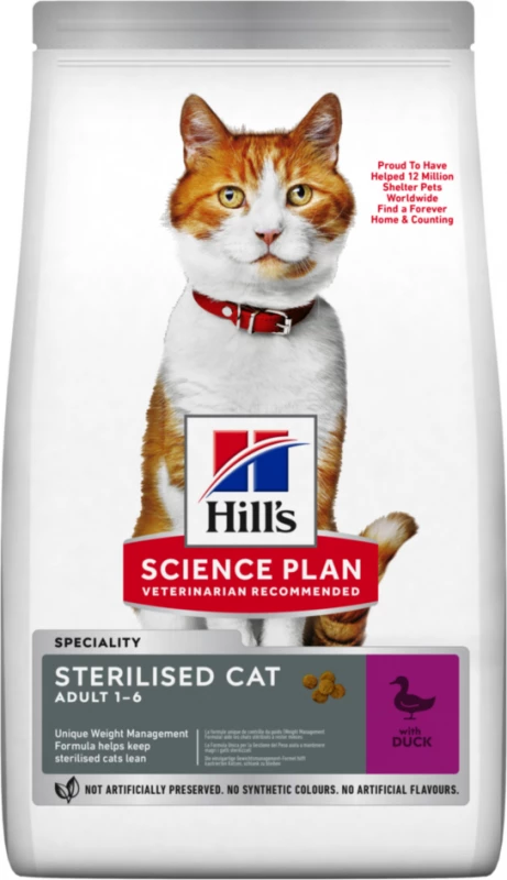 HILL'S Science Plan Feline Young Adult Sterilised - Met Eend 1 HILL'S Science Plan Feline Young Adult Sterilised - Met Eend