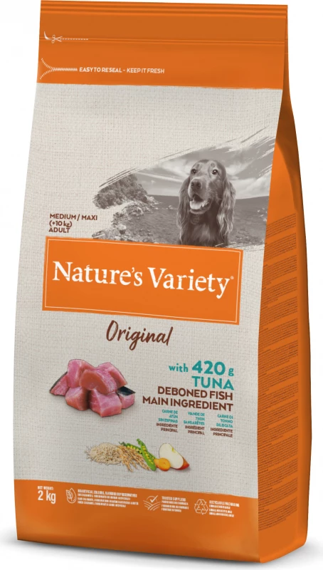 NATURE'S VARIETY Original Dog Medium Maxi Adult, Met Tonijn 4 NATURE'S VARIETY Original Dog Medium Maxi Adult, Met Tonijn - Afbeelding 4