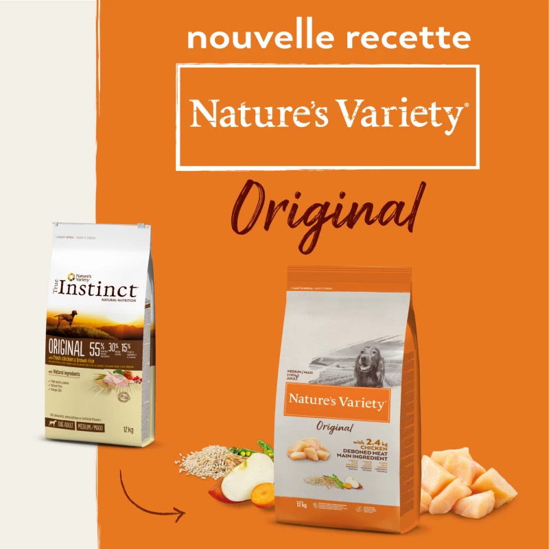 NATURE'S VARIETY Original Medium Maxi Adult, Met Kip 2 NATURE'S VARIETY Original Medium Maxi Adult, Met Kip - Afbeelding 2