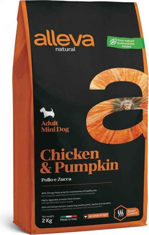 ALLEVA Natural Adult Mini Dog - Met Kip & Pompoen 2 ALLEVA Natural Adult Mini Dog - Met Kip & Pompoen - Afbeelding 2