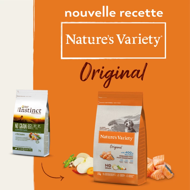 NATURE'S VARIETY Original Dog Junior, Met Zalm 2 NATURE'S VARIETY Original Dog Junior, Met Zalm - Afbeelding 2